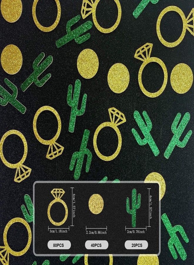 yeload 300 Pieces Cactus Gold Bachelorette Party Table Confetti, Glitter Diamond Ring Confetti,boho Scatter Catus Bridal Shower Decorations Paper Confetti - Image 2