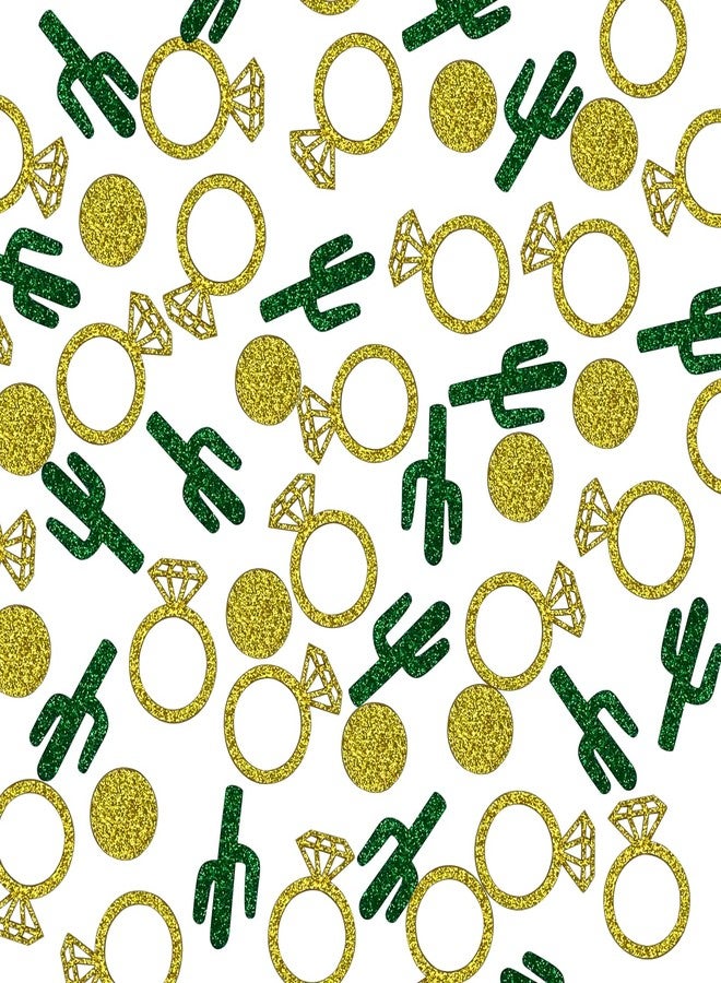 yeload 300 Pieces Cactus Gold Bachelorette Party Table Confetti, Glitter Diamond Ring Confetti,boho Scatter Catus Bridal Shower Decorations Paper Confetti - Image 1