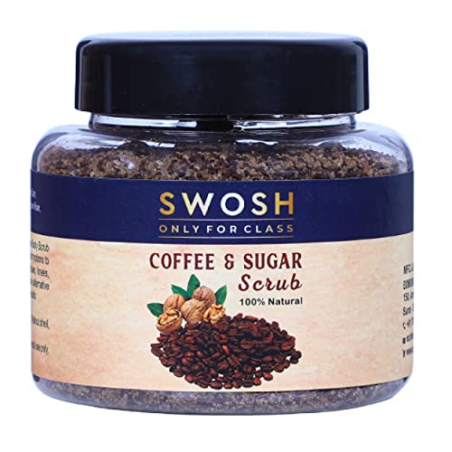 SWOSH Exfoliating Coffee and Sugar Scrub With Walnut Shell Extract For Face & Body (115 gram) For Tan Removal, Skin Brightening and Whitening | 100% Vegan, Organic and Natural Scrub | Women and Men - Image 1
