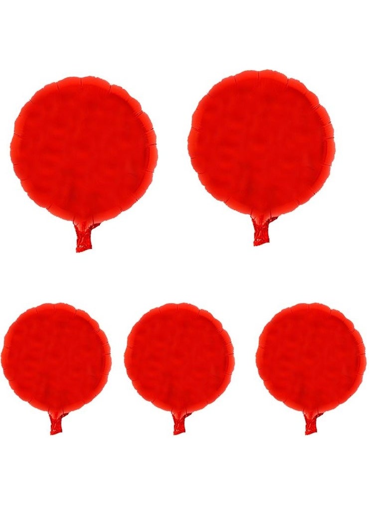 Pandoli - Red Color Round Shaped Foil Balloon 45 cm 5 Pieces - Image 1