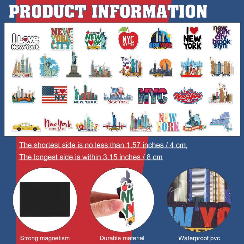 Konohan 30 Pcs New York Souvenirs Gifts New York Magnet for Refrigerator City Magnetic Refrigerator Stickers for Home Decoration - Image 2