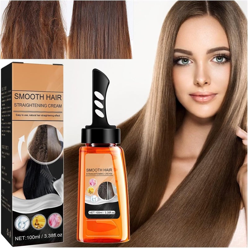 klarako Keratin Straight Hair Creams - Hair Straightening Moisturizer for Curly Hair Hair Straightening Moisturizer for Curly Hair, Light Fragrance & Suitable for All Hair Types (Pink, one Side) - Image 1