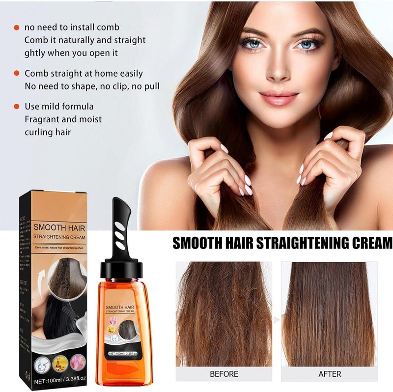 klarako Keratin Straight Hair Creams - Hair Straightening Moisturizer for Curly Hair Hair Straightening Moisturizer for Curly Hair, Light Fragrance & Suitable for All Hair Types (Pink, one Side) - Image 4