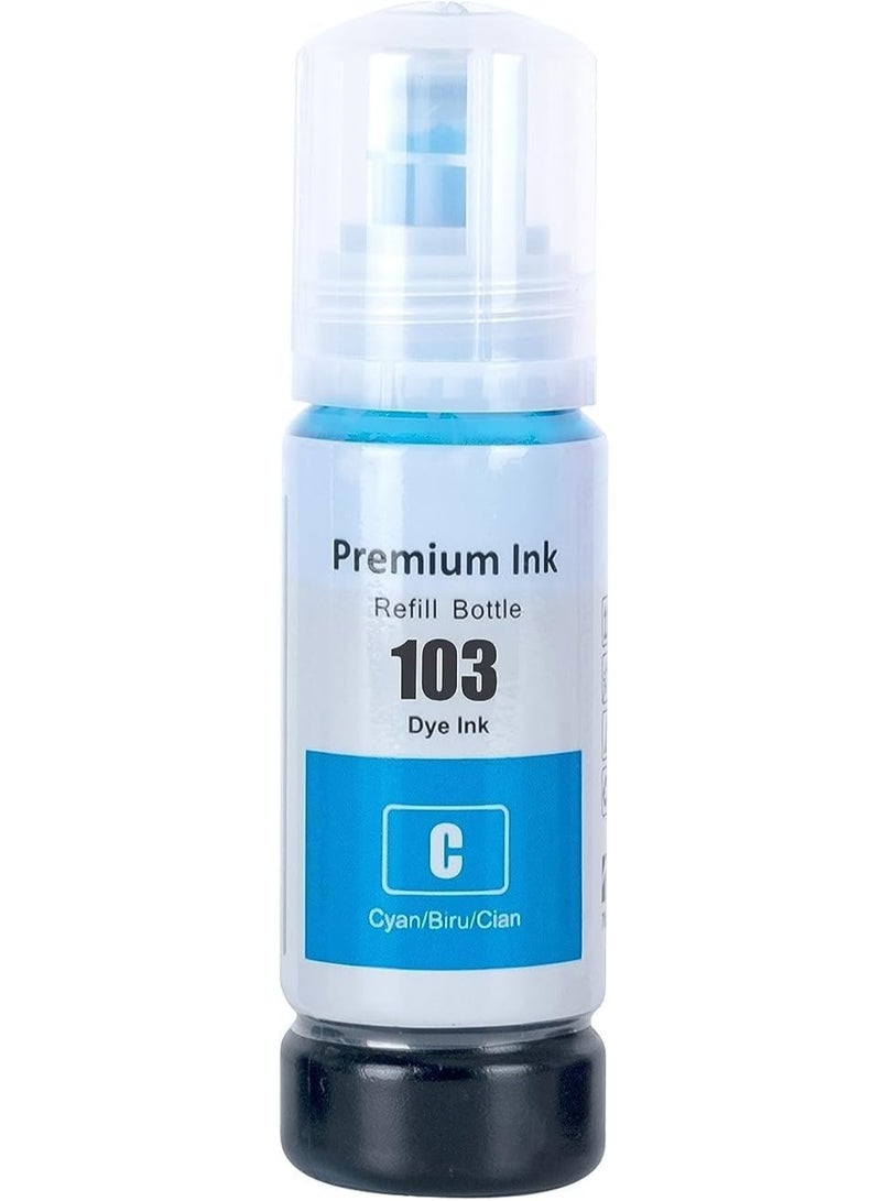 حبر الطابعة 103 لإبسون لمجموعة حبر EcoTank مجموعة كاملة من 4 (أسود سماوي أرجواني أصفر) لـ L1110 L3110 L3111 L3150 L3151 L3156 L3160 L5190 - Image 4