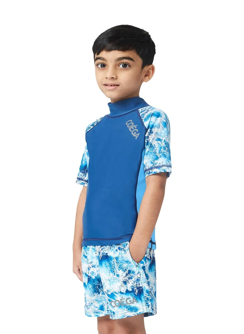 COEGA SUNWEAR COEGA Boys Kids Rashguard Short Sleeve - Navy Waves