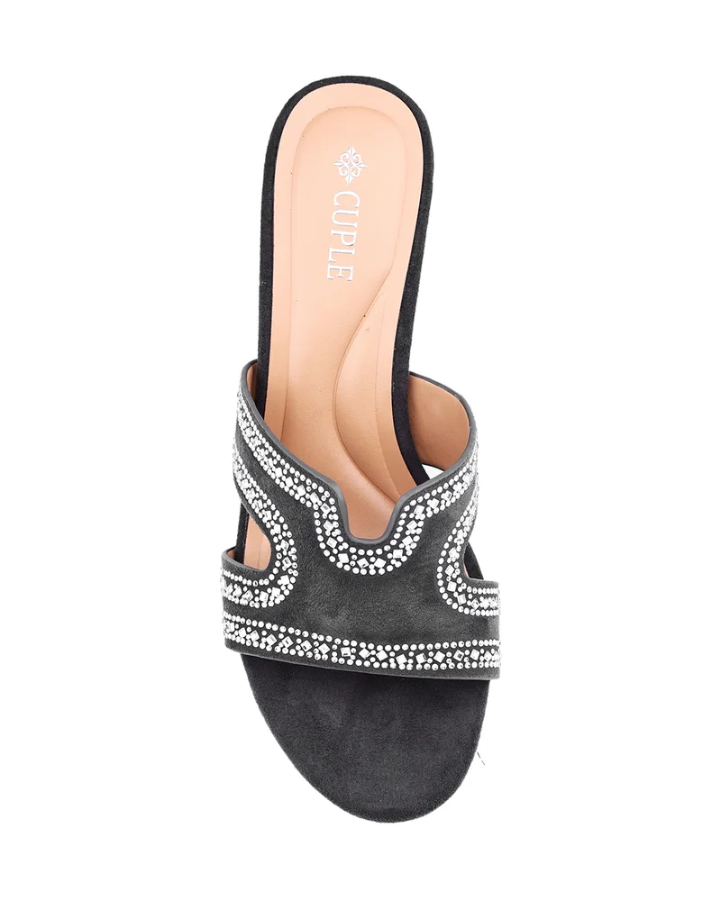 كابلي Womens embellished classic slip-on heeled sandals