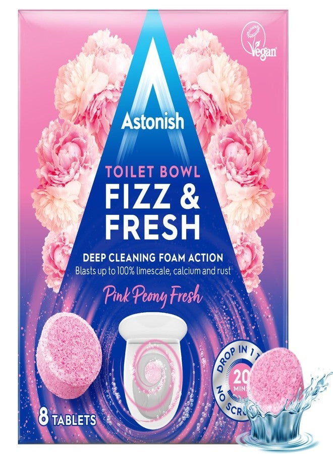 Astonish منظف مرحاض أستونش فومينغ بوني الوردية - تنظيف عميق للترسبات الكلسية، الكالسيوم والصدأ - بدون زجاجة، يزيل البقع الصعبة - علبة تحتوي على 8 أقراص - Image 1
