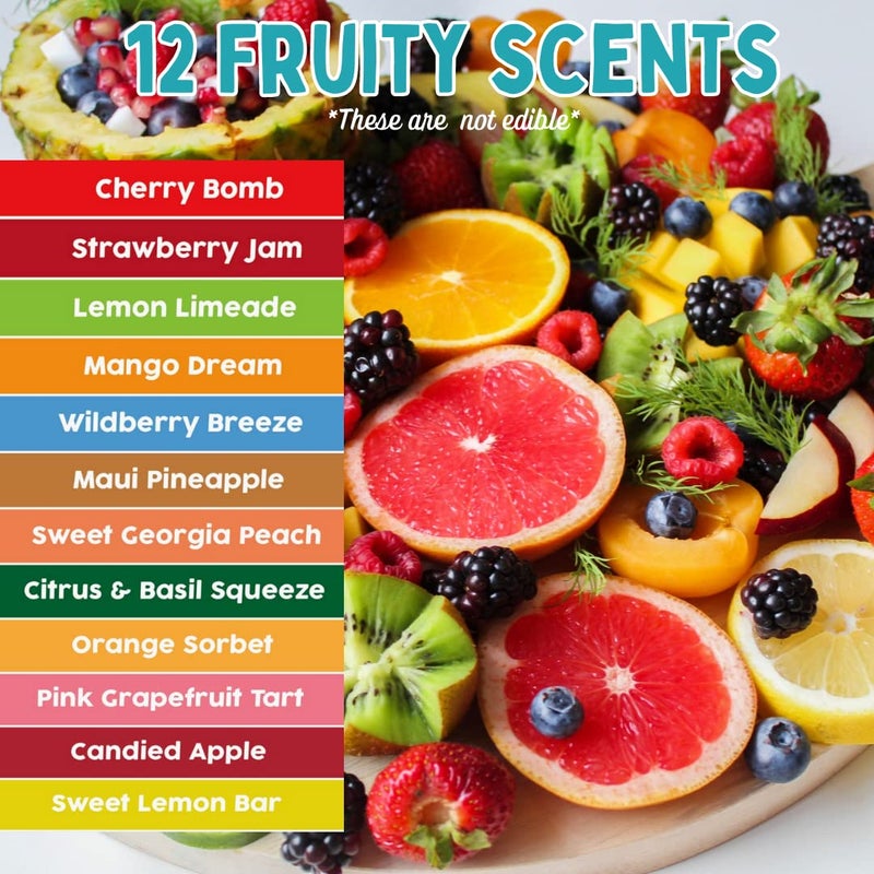 SCS Direct Yummy Fruit Scented Oils (12 Pack) -X Large 10ml (.34 oz) Natural Food Fragrance Bottles for Diffusers, Aromatherapy, Essential Oil, Candles, Crafts, Slime, Holiday Gifts-Strawberry, Pineapple, Mango - Image 3