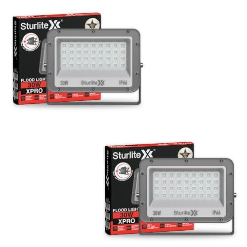 Sturlite Xpro 30 W LED Flood Light| Cool White 6500K Color Temperature LED Lamp| IP66 Waterproof Surge Protection Focus Light for Factory, Garage, Parking, Garden, Playground & Shop - Pack of 2 - Image 1