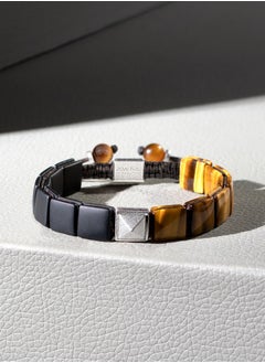 AWNL Men's Flatbead Bracelet with Tiger Eye and Onyx, Egyptian Pyramid Charm Gift for Men Husband Boyfriend  - Image 2