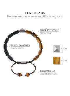 AWNL Men's Flatbead Bracelet with Tiger Eye and Onyx, Egyptian Pyramid Charm Gift for Men Husband Boyfriend  - Image 3