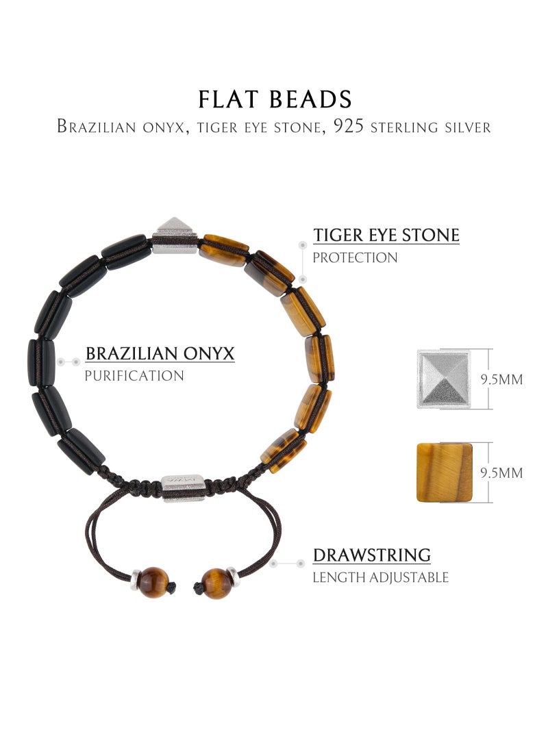AWNL Men's Flatbead Bracelet with Tiger Eye and Onyx, Egyptian Pyramid Charm Gift for Men Husband Boyfriend - Image 3