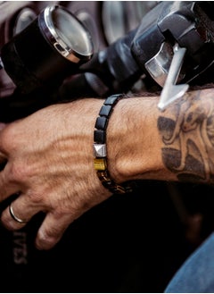 AWNL Men's Flatbead Bracelet with Tiger Eye and Onyx, Egyptian Pyramid Charm Gift for Men Husband Boyfriend  - Image 5