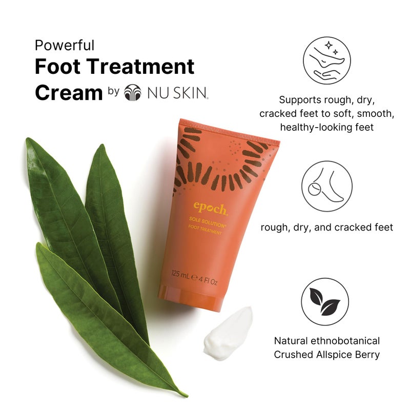 Nu Skin Epoch Sole Solution Foot Treatment | Intensive Moisturizing Cream for Dry Feet, Rough Skin & Heels | Softens Calluses With Natural Papain, Urea, Baobab & Allantoin | 4 oz | 1 Pack - Image 3
