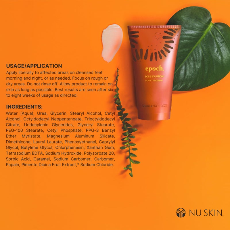 Nu Skin Epoch Sole Solution Foot Treatment | Intensive Moisturizing Cream for Dry Feet, Rough Skin & Heels | Softens Calluses With Natural Papain, Urea, Baobab & Allantoin | 4 oz | 1 Pack - Image 2