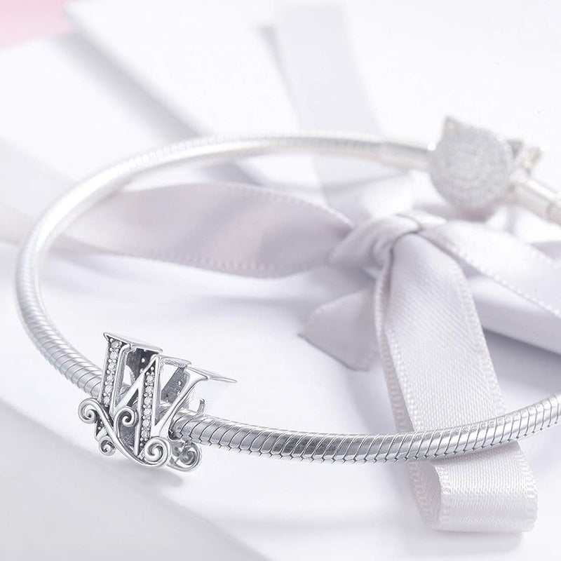 BISAER 925 Sterling Silver Initial Letter A-Z Charms for Bracelets Alphabet Beads Charm Jewelry Gifts - Image 3