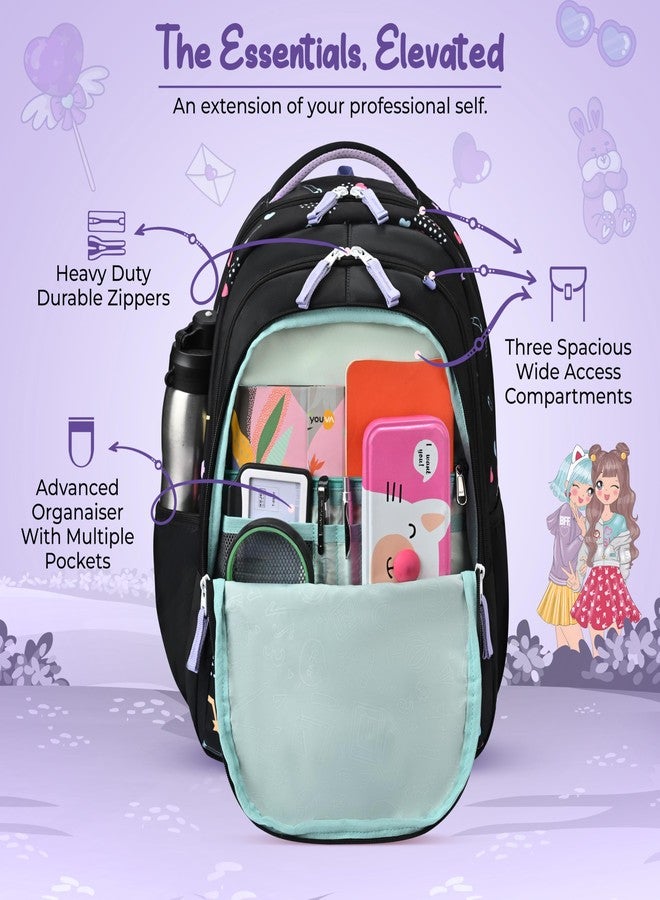 Gear BFF 17"/27L Large Water Resistant School Bag | Casual Backpack | Daypack | Travel Backpack | Kids Bag for Boys/Girls (Black - Pink) - Image 4