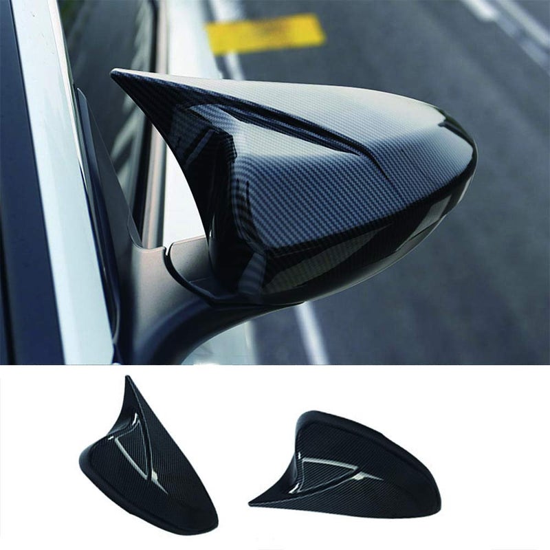 XITER ABS Carbon Fiber Style Cow Horn All Inclusive Rearview Mirror Cover Door Side Moulding Trim For Honda 10th 11th Accord 2018 2019 2020 2021 2022 2023 2024 2025with Turn SignalCarbon Fiber