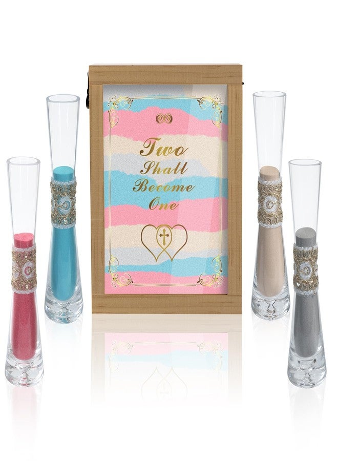 LIKEYO Unity Sand for Wedding Ceremony Set - LIKEYO 9 PCS Unity Ceremony Kit with A Wood Box & Four Vases & Four Colored Sands, Outdoor Wedding Decoration Ideas, Marriage Party Gift Set for Bride Bridegroom - Image 1