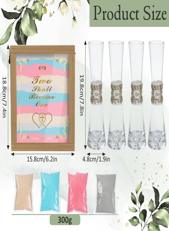 LIKEYO Unity Sand for Wedding Ceremony Set - LIKEYO 9 PCS Unity Ceremony Kit with A Wood Box & Four Vases & Four Colored Sands, Outdoor Wedding Decoration Ideas, Marriage Party Gift Set for Bride Bridegroom - Image 2