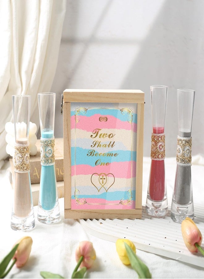 LIKEYO Unity Sand for Wedding Ceremony Set - LIKEYO 9 PCS Unity Ceremony Kit with A Wood Box & Four Vases & Four Colored Sands, Outdoor Wedding Decoration Ideas, Marriage Party Gift Set for Bride Bridegroom - Image 3