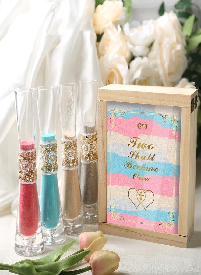LIKEYO Unity Sand for Wedding Ceremony Set - LIKEYO 9 PCS Unity Ceremony Kit with A Wood Box & Four Vases & Four Colored Sands, Outdoor Wedding Decoration Ideas, Marriage Party Gift Set for Bride Bridegroom - Image 5
