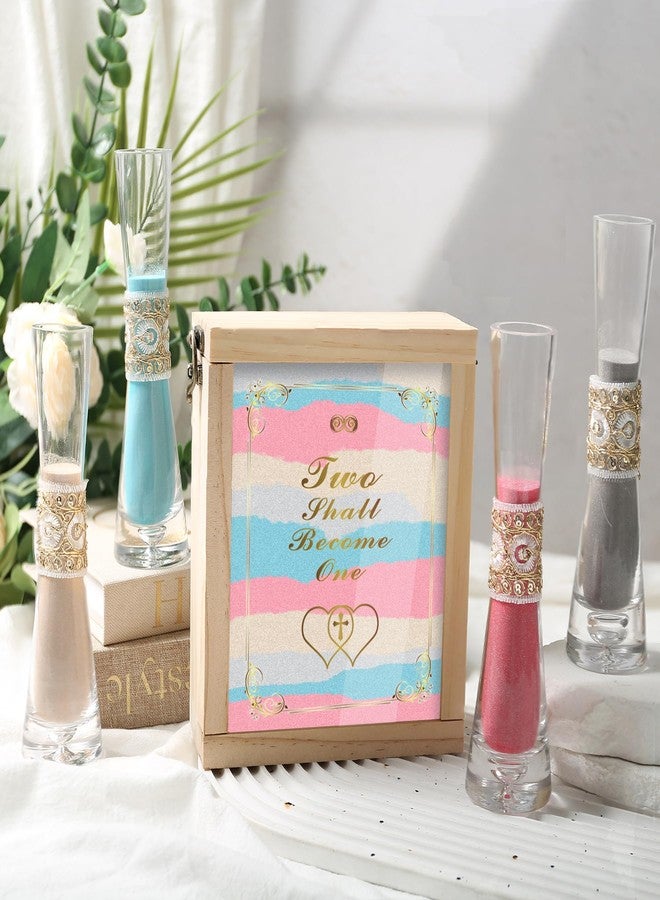 LIKEYO Unity Sand for Wedding Ceremony Set - LIKEYO 9 PCS Unity Ceremony Kit with A Wood Box & Four Vases & Four Colored Sands, Outdoor Wedding Decoration Ideas, Marriage Party Gift Set for Bride Bridegroom - Image 4