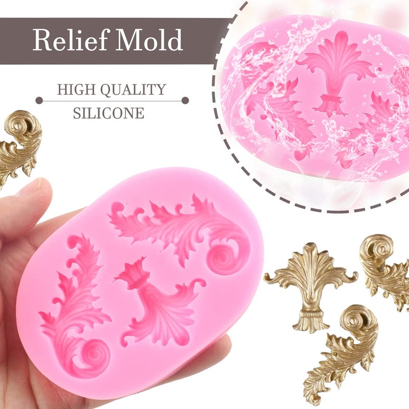 ZiXiang Baroque Style Curlicues Scroll Lace Silicone Mold Relief Flower Lace Fondant Molds For Cake Border Decoration Cupcake Topper Polymer Clay Gum Paste Set Of 5 - Image 2