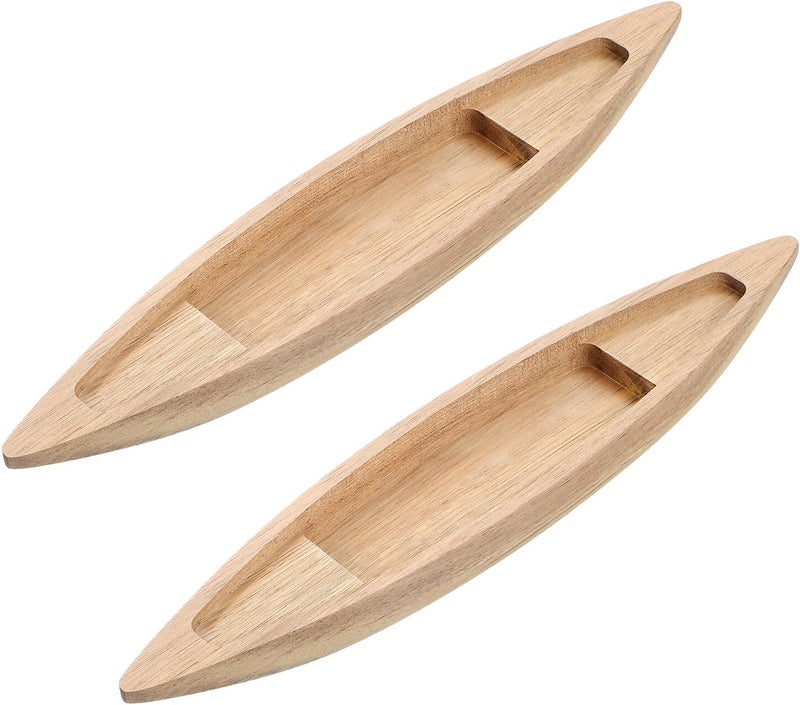 Healifty 2pcs Unfinished Wooden Canoe Craft Decoration for DIY Painting, Miniature Sailing Boat Model Ornaments for Home and Office Nautical Landscape Centerpiece - Image 1