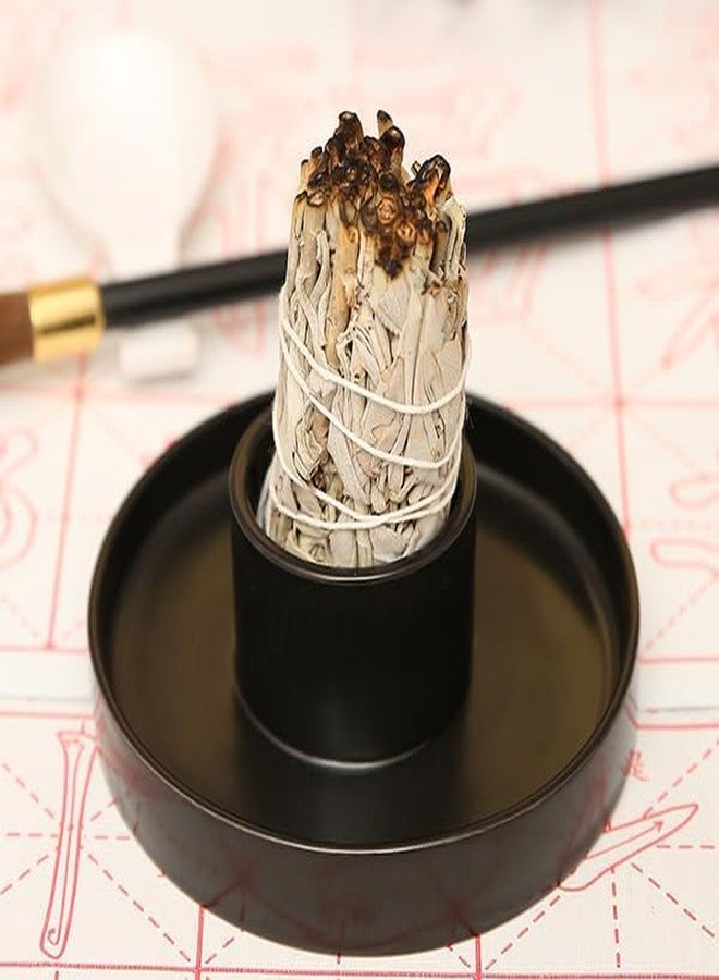 YIASSON Sage Holder, White Sage Burner, Sage Holder for Burning, Smudge Bowl, Sage Sticks Holder, Incense Holder, Black Candlestick Holder, Altar Decor - Image 3