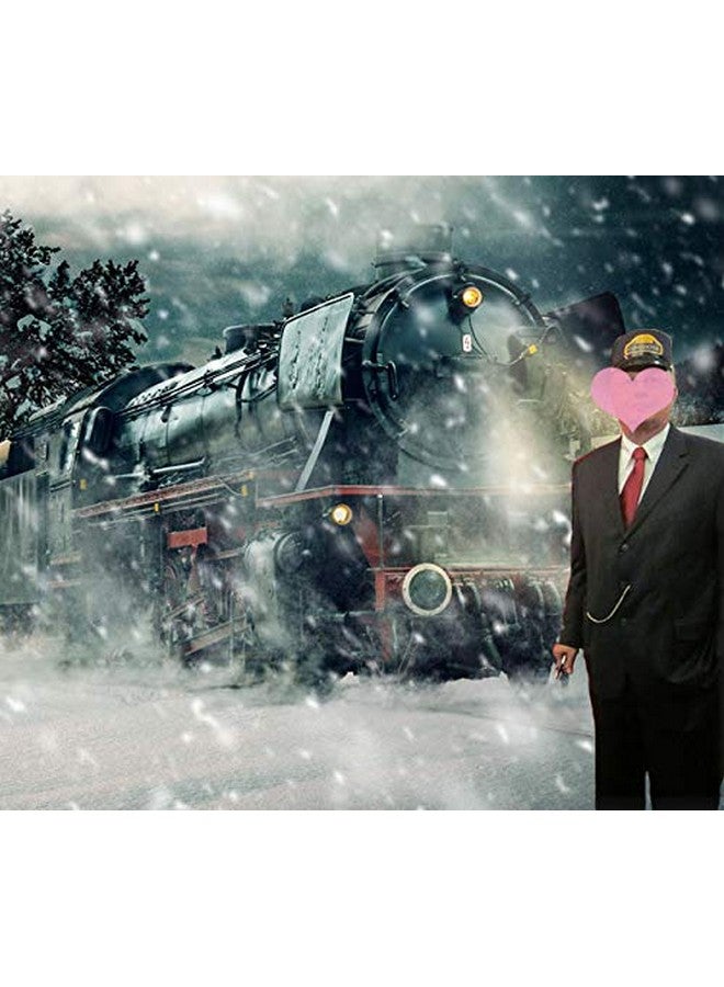 Fanghui Polar Train Themed Photography Backdrop Winter Xmas Holiday Party Supplies 7X5Ft Christmas Party Snowflake Photo Background Banner Photo Booth Studio Props Decorations Family Photo Shoot - Image 4