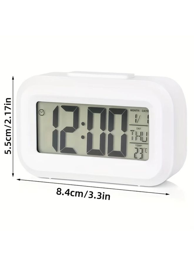 2Pcs Black Digital Thermometer Clock with Temperature Date Indoor Mini LED Display - Image 2