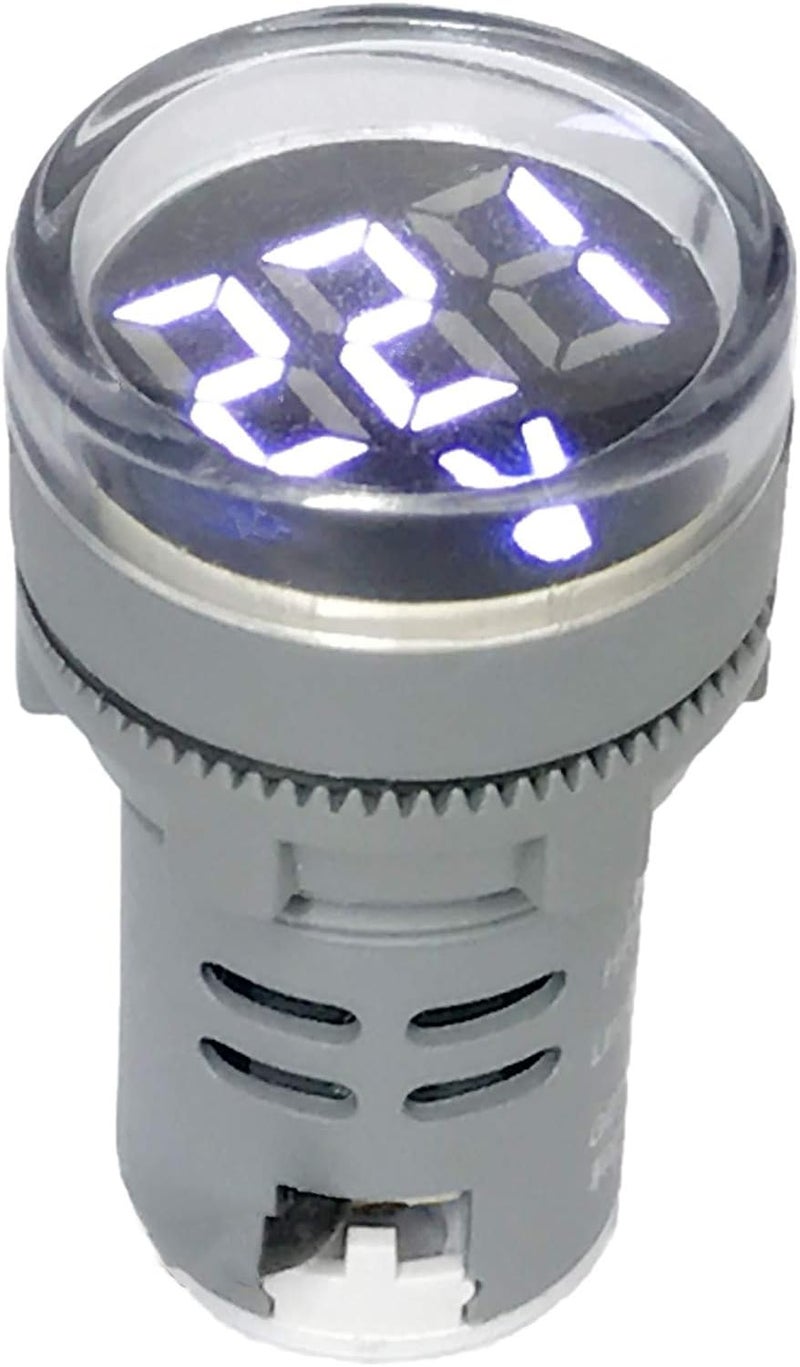 NOYITO 80-500V AC Digital Voltmeter 110V 220V 380V Red Green Yellow Blue White LCD Digital Display Small Round Head (Pack of 2) (White) - Image 3