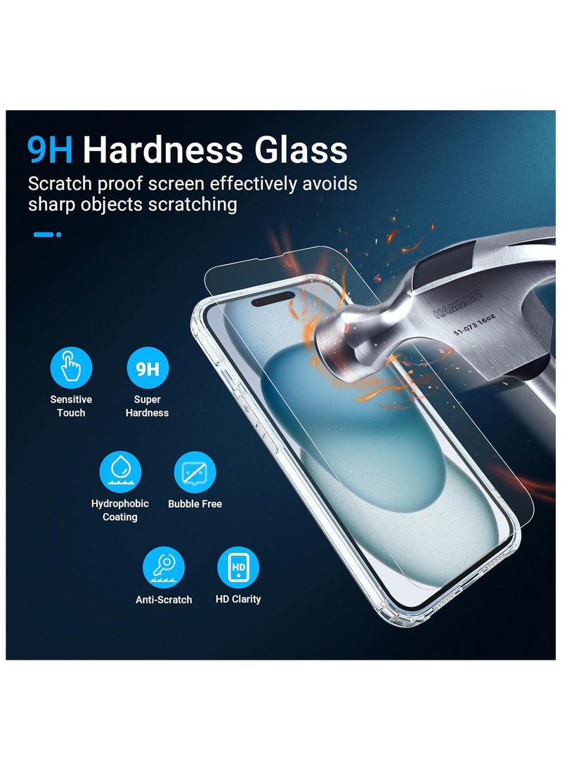 Generic [5 in 1] Designed for iPhone 15 Clear Case with Screen Protector[2 Pack] +Camera Lens Protector[2 Pack], Military Grade Drop Protection Transparent Cover 6.1 Inch  - Image 4