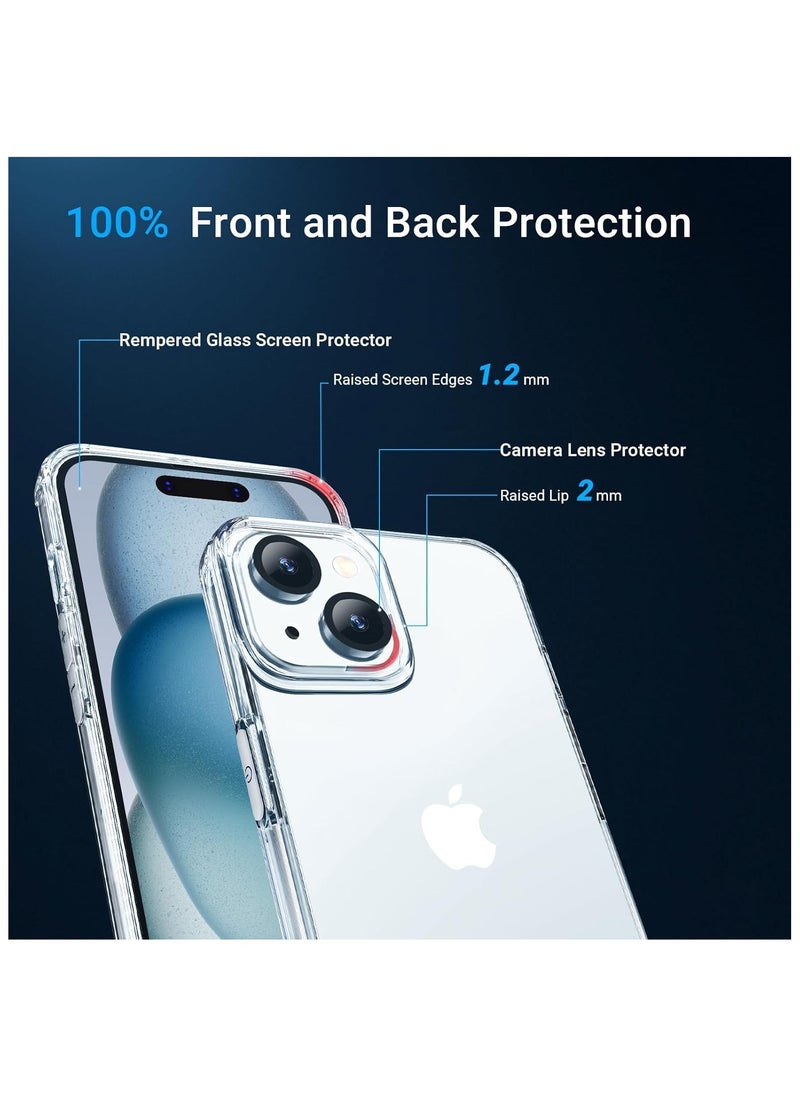 Generic [5 in 1] Designed for iPhone 15 Clear Case with Screen Protector[2 Pack] +Camera Lens Protector[2 Pack], Military Grade Drop Protection Transparent Cover 6.1 Inch  - Image 5