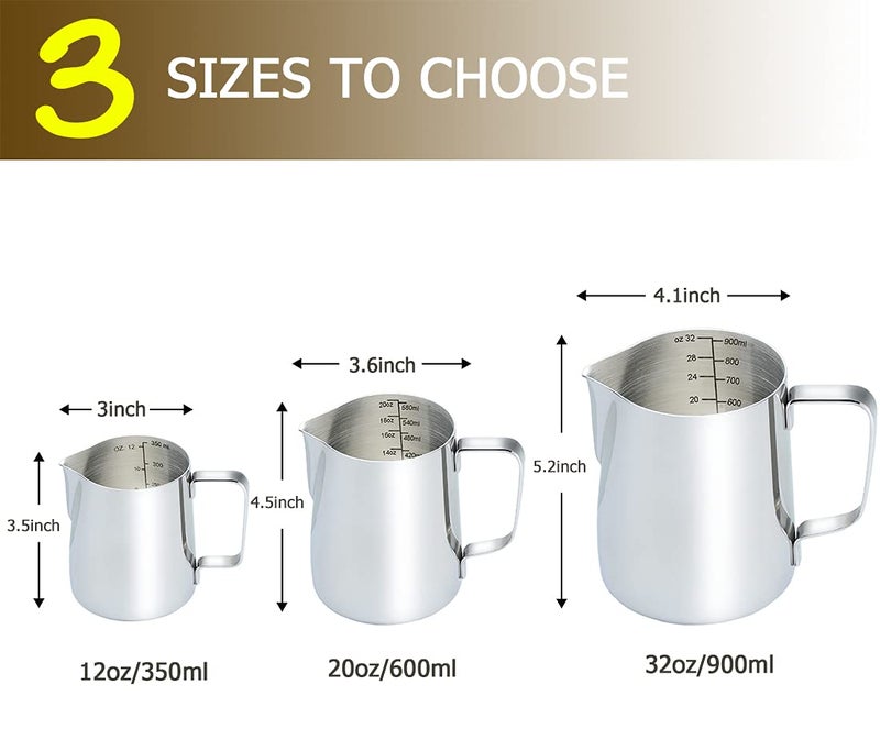 Camkyde Milk Frothing Pitcher 20 Oz  Stainless Steel Espresso Steaming Pitcher With Decorating Pen For Coffee  Espresso Machines  Cappuccino  Latte Art - Image 2
