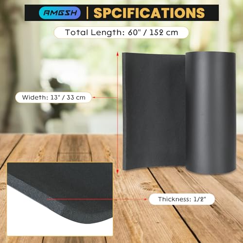 AMGSH 12 Thick 13 Wide 60 Long ClosedCell Foam Neoprene Padding NonAdhesive Rubber Sheet for DIY Gaskets Pads Seals Crafts Flooring and AntiVibration Cushioning - Image 3