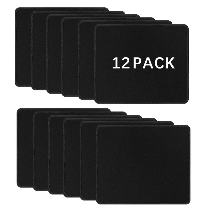 Anpuimult 12 Pack Black Mouse pad Bulk with Stitched Edge, 10.2x8.3inches, 3mm Thickness Premium Textured Non-Slip Rubber Base Mouse pad Black, Washable Gaming Mouse Pad Pack for Office and Home - Image 1