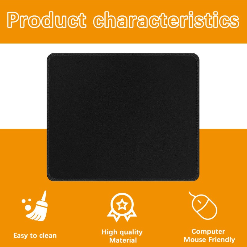 Anpuimult 12 Pack Black Mouse pad Bulk with Stitched Edge, 10.2x8.3inches, 3mm Thickness Premium Textured Non-Slip Rubber Base Mouse pad Black, Washable Gaming Mouse Pad Pack for Office and Home - Image 4