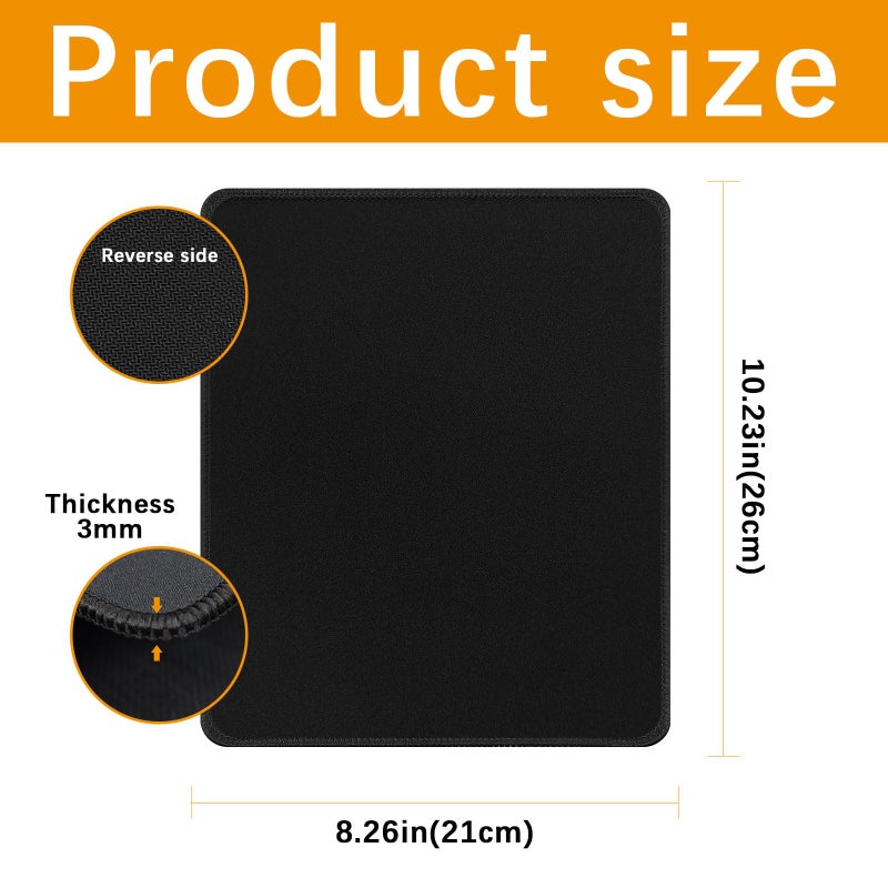 Anpuimult 12 Pack Black Mouse pad Bulk with Stitched Edge, 10.2x8.3inches, 3mm Thickness Premium Textured Non-Slip Rubber Base Mouse pad Black, Washable Gaming Mouse Pad Pack for Office and Home - Image 2