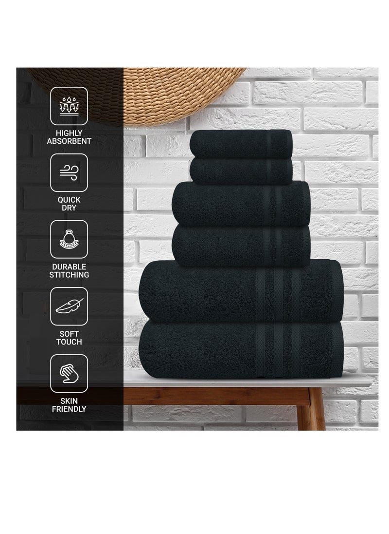 Premium Black Bath Towel Set - 100% Turkish Cotton 2 Bath Towels, 2 Hand Towels, 2 Washcloths - Soft, Absorbent, Durable – Quick Dry - Perfect for Daily Use by Infinitee Xclusives - pzsku/Z004B4760D9665B727C48Z/45/_/1706847314/a5382ad7-ca92-4a4f-a2f8-8869f72aa999