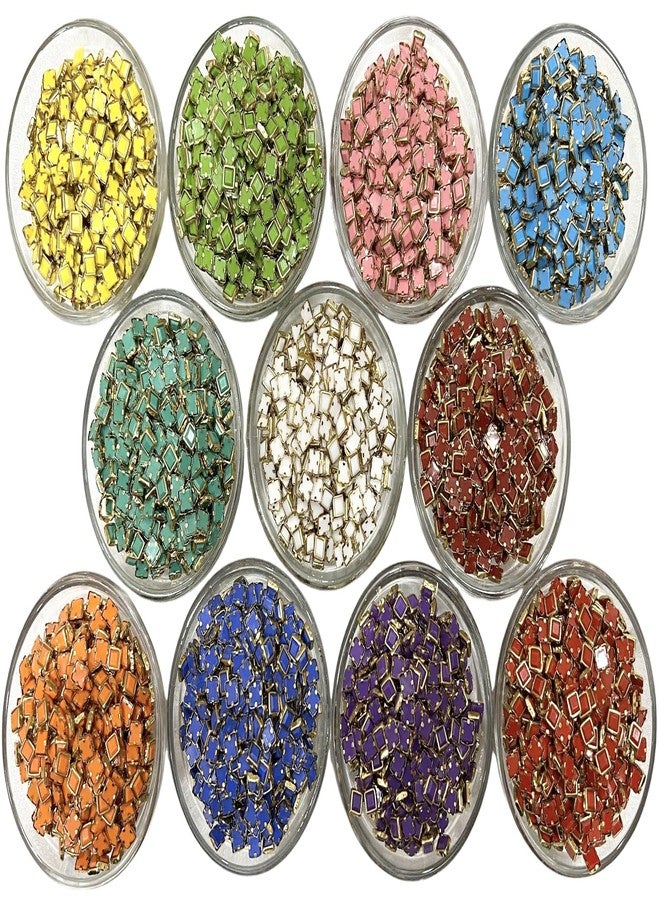 Unikart Colourful Kundan Beads Square Shape 4x4mm for Art & Craft Full Set of 1100 Pieces with Fabric Glue & Storage Box, Multicolor - Image 1
