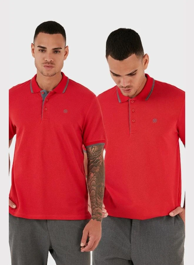 Buratti Cotton Slim Fit Buttoned 2-Pack Polo Collar T-Shirt Men's Polo Collar T-Shirt 5902118S2