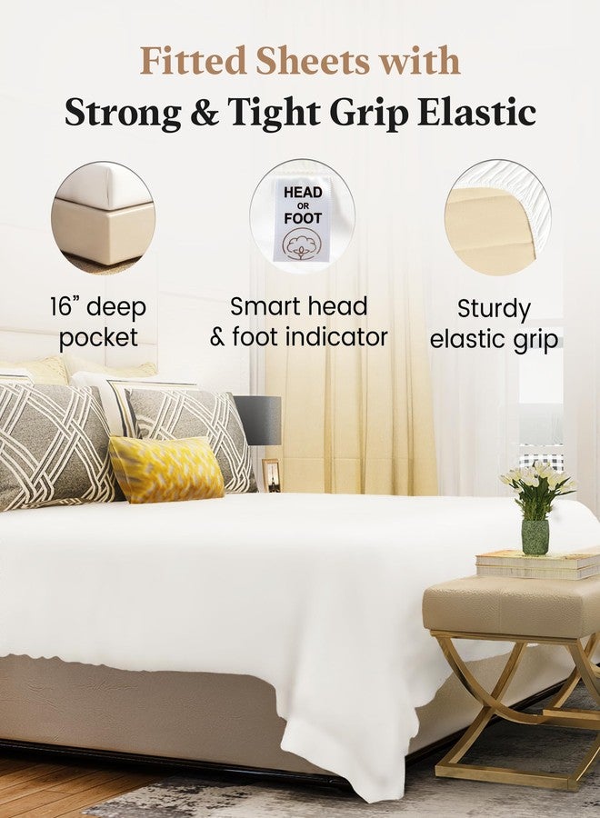 Good Sleep Bedding Queen Fitted Sheet - 1000 Thread Count Egyptian Cotton, Soft & Breathable - 16 Inch Deep Pocket - White - Image 3