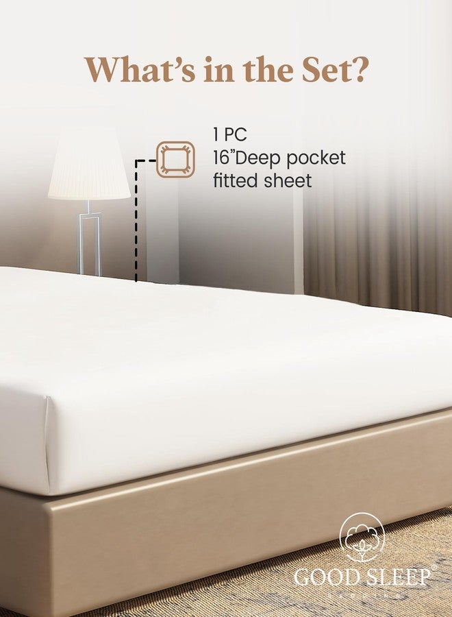 Good Sleep Bedding Queen Fitted Sheet - 1000 Thread Count Egyptian Cotton, Soft & Breathable - 16 Inch Deep Pocket - White - Image 2