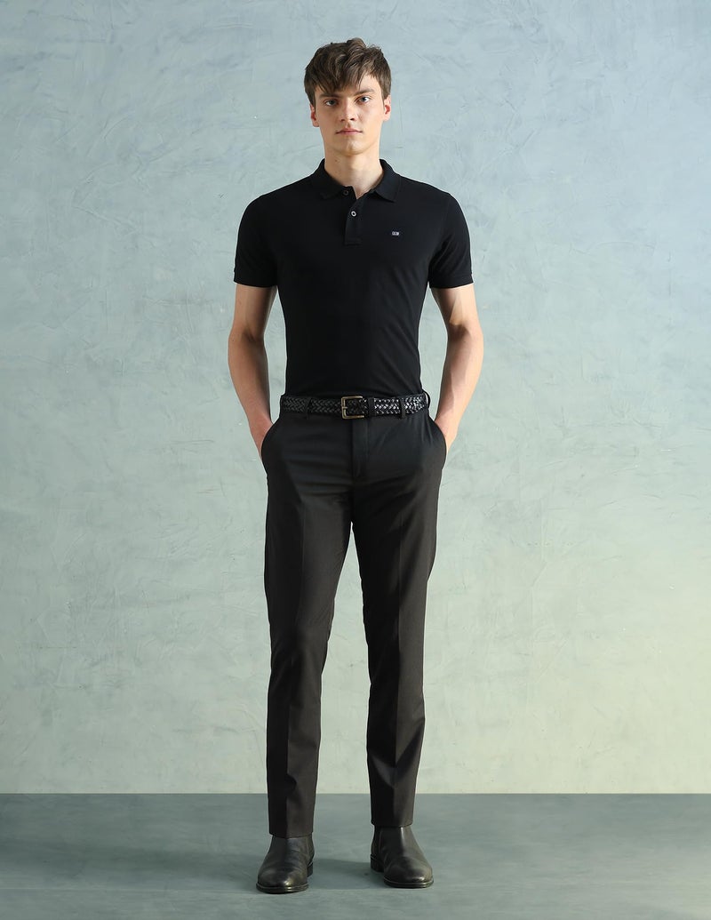 Arrow Men's Solid Grey Tailored Fit Polyester Formal Trouser - Image 2