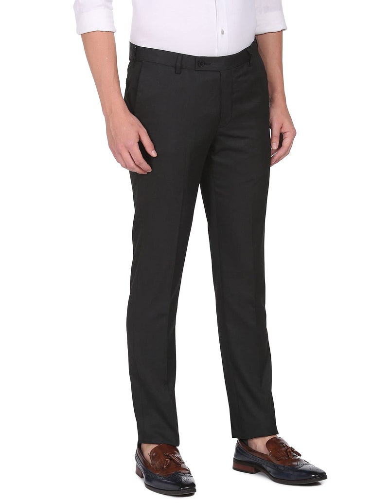 Arrow Men's Solid Grey Tailored Fit Polyester Formal Trouser - Image 3