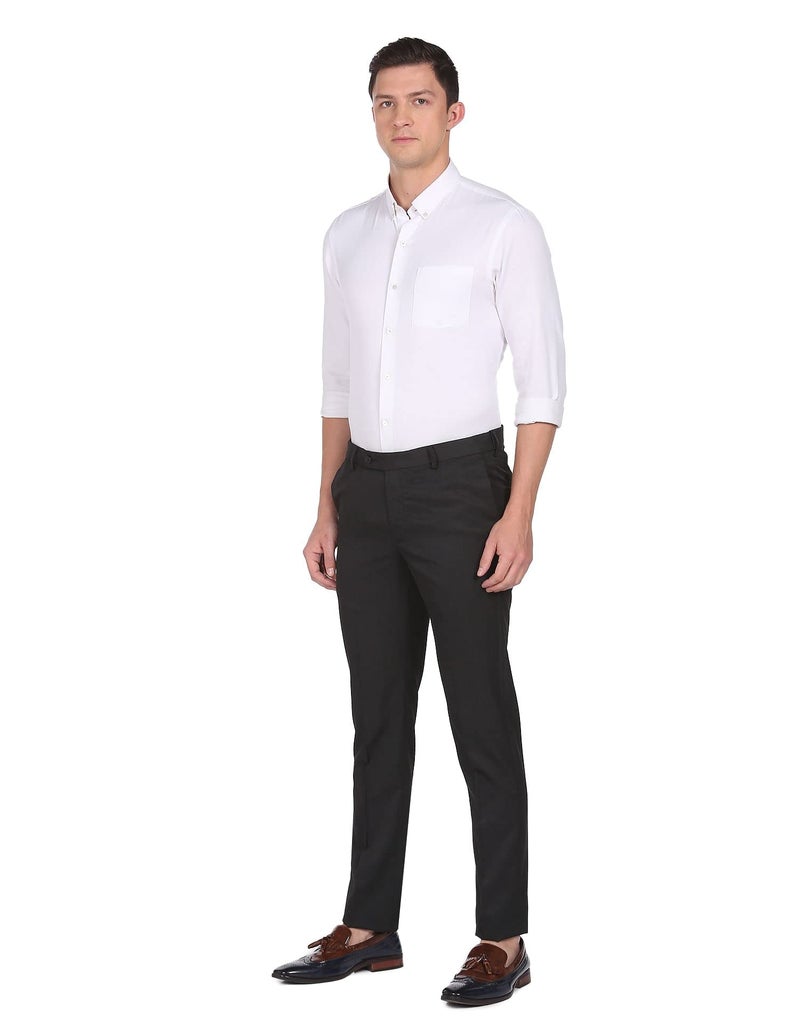Arrow Men's Solid Grey Tailored Fit Polyester Formal Trouser - Image 5