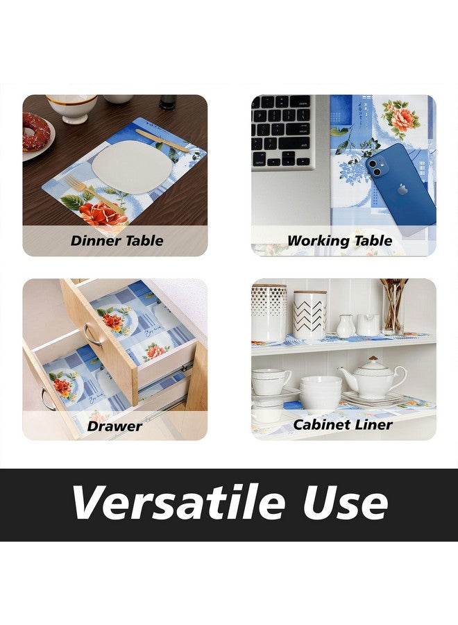 Kuber Industries Shelf Liner | Kitchen Cabinet Shelf Protector | Kitchen Liners for Cabinets and Drawers | Drawer Liner Mat | Flower Check Shelf Liner Roll | Cabinet Mat | 10 MTR | Blue - Image 5