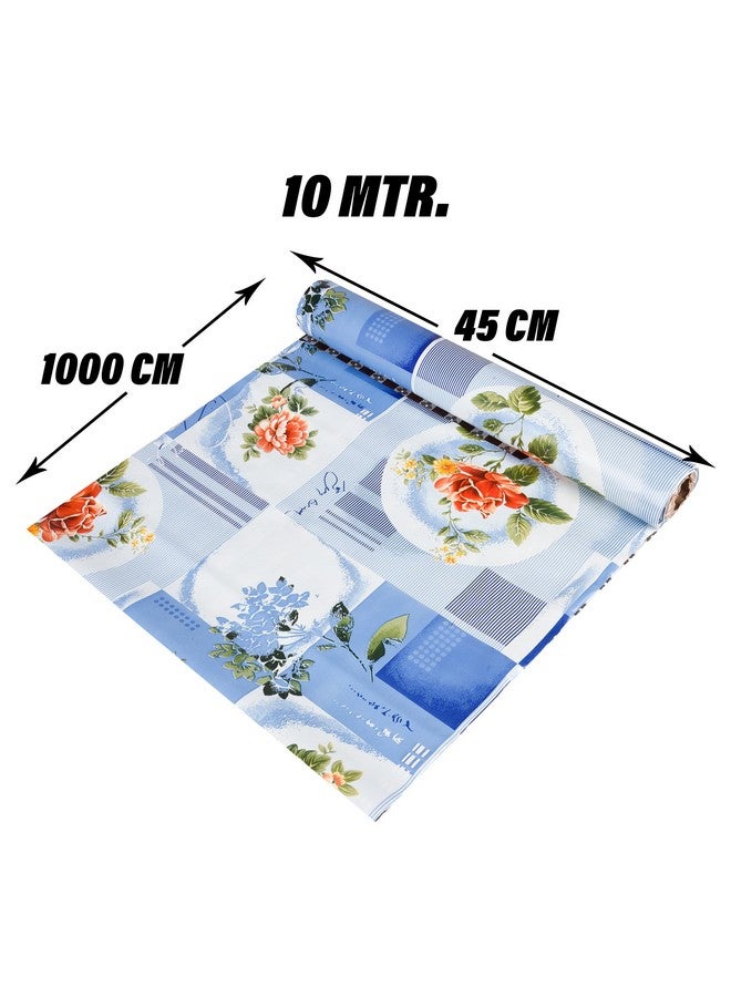 Kuber Industries Shelf Liner | Kitchen Cabinet Shelf Protector | Kitchen Liners for Cabinets and Drawers | Drawer Liner Mat | Flower Check Shelf Liner Roll | Cabinet Mat | 10 MTR | Blue - Image 3